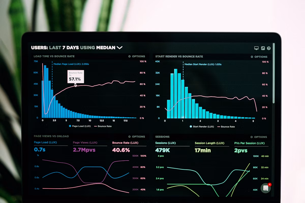 Analytics dashboard showing business data